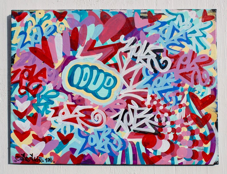 16 X 20 Inches Love Street Art Graffiti Contemporary Free Etsy