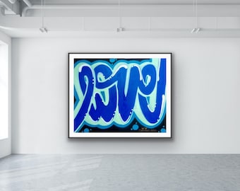 60 x 48 inches love original painting word art modern contemporary urban Valentine's Day canvas streetart graffiti pop art spray paint acryl