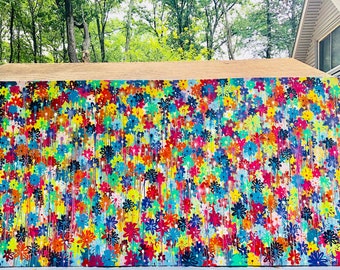 20 x 10 foot flowers street art graffiti painting contemporary modern art pop art spray paint design original style art free shipping