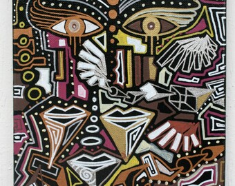 ORIGINAL abstract contemporary pop art fine art surrealism canvas markers modern cubism painting