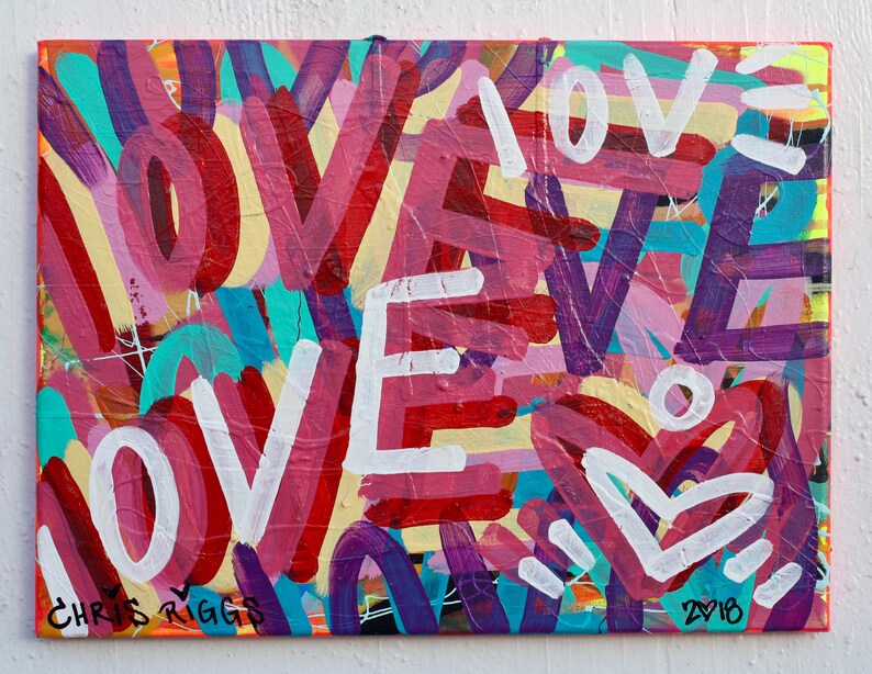 16 X 12 Inches Love Street Art Graffiti Contemporary Free Etsy