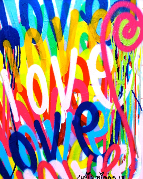 FREE SHIPPING 16 X 20 Inches Love Peace Street Art Graffiti