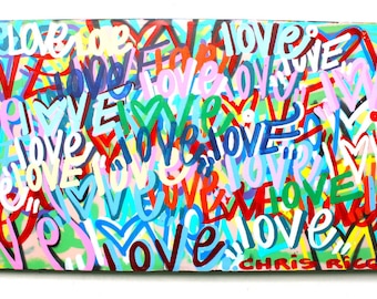 FREE SHIPPING abstract love street art canvas fine art acrylic spray paint graffiti art