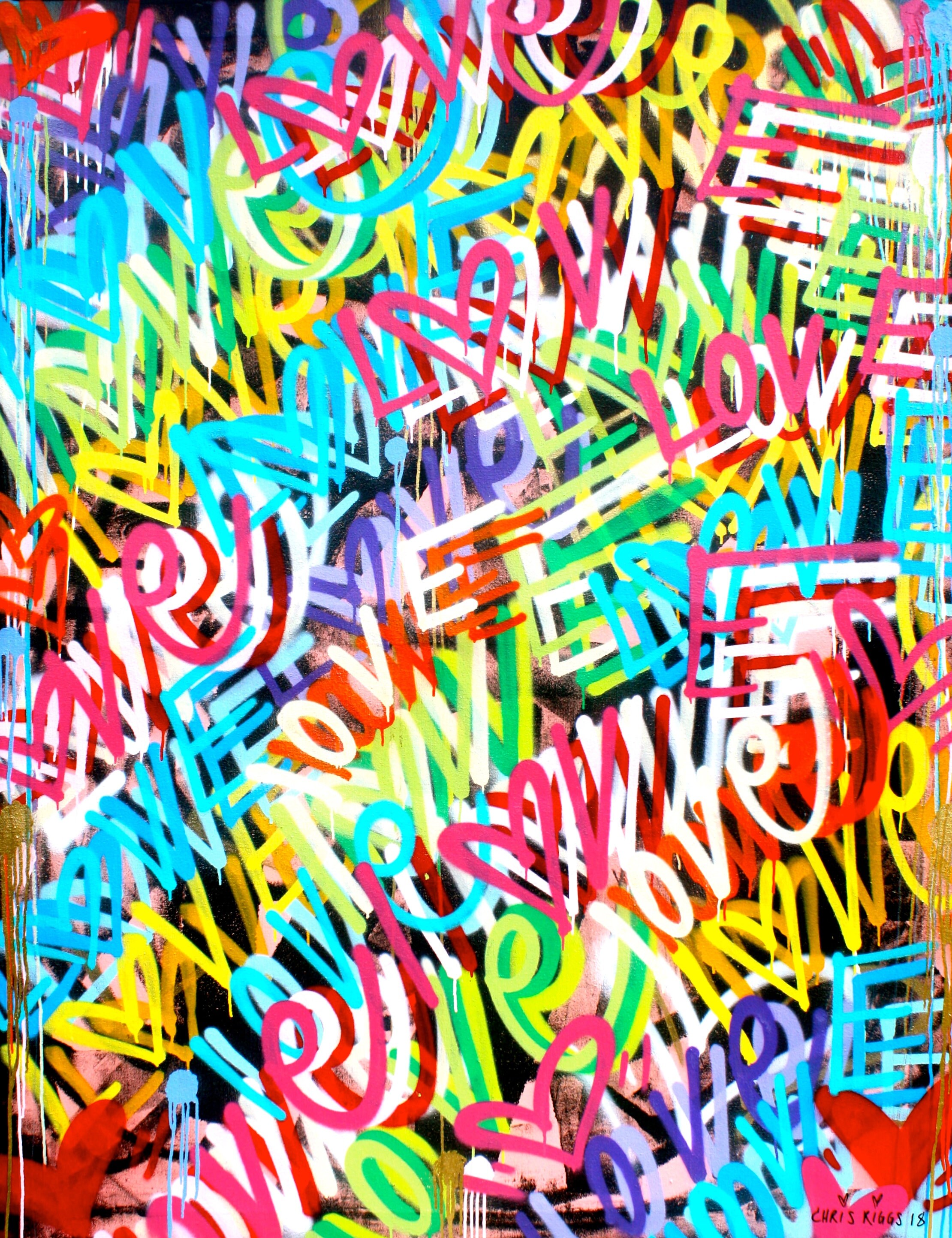 Original 56 X 72 Inches Love Peace Street Art Graffiti