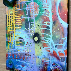 ORIGINAL abstract contemporary pop art fine art spray paint modern cubism painting sculpture mixed media image 2