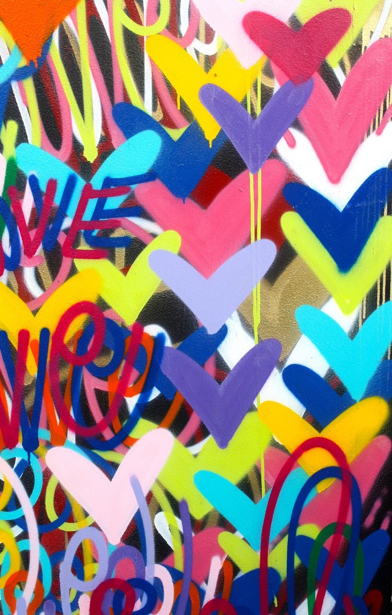 ORIGINAL 120 x 55 inches Valentines day Love painting signed pop art fine art graffiti street art contemporary nyc modern urban colorful image 4