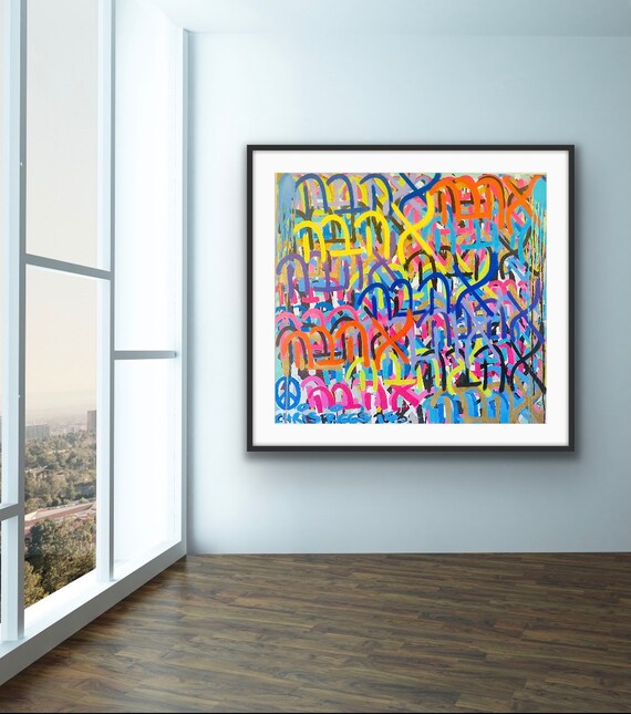 Free Shipping Hebrew Love Peace Hanukkah Spray Painting Etsy