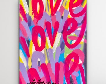 LOVE 16 x 20 inches modern garden nyc fine art contemporary pop art canvas original spray paint street art free shipping Chris Riggs