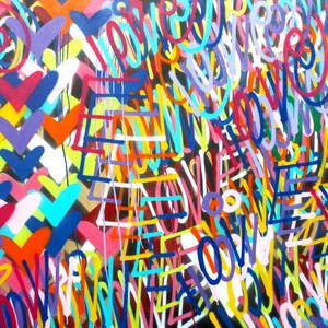 ORIGINAL 120 x 55 inches Valentines day Love painting signed pop art fine art graffiti street art contemporary nyc modern urban colorful image 6