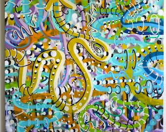 ORIGINAL abstract large contemporary pop art fine art spray paint moderm cubism painting by Chris Riggs
