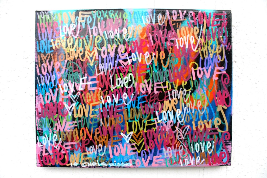 Original Love Art Word Art Modern Contemporary Signed Painting. - Etsy