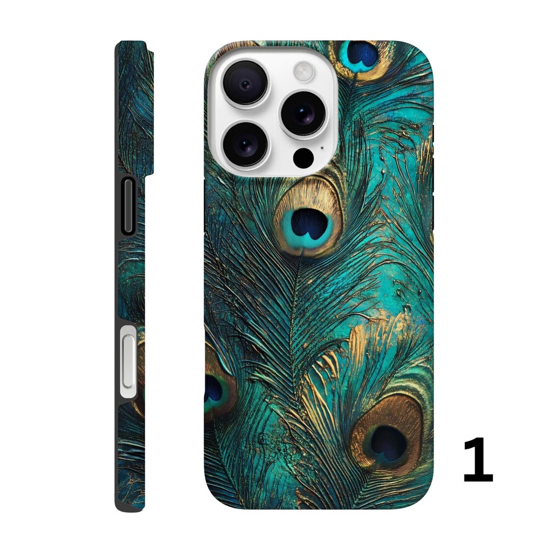 Peacock Feather Case | Teal Gold Iridescent Art | Tough Phone Cover - Etsy