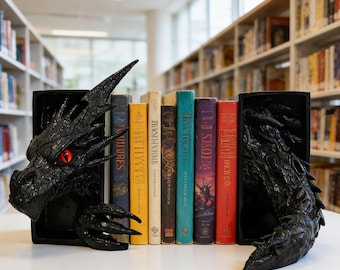 Gotische boekensteunen draken |  Middeleeuws drakenstandbeeld voor thuisbibliotheek | Uniek cadeau voor boekenliefhebbers en drakenliefhebbers