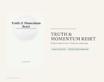 Truth & Momentum Reset Printable Reflection Guide | Honest Next-Step Journal | 5-Page Digital PDF