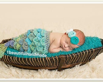 Crochet Newborn Mermaid Tail Set – Baby Photography Prop