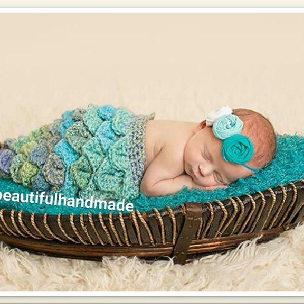 Mermaid Princess Crocodile Stitch - Newborn Mermaid Tail Photography Prop SET, Newborn Photo Prop
