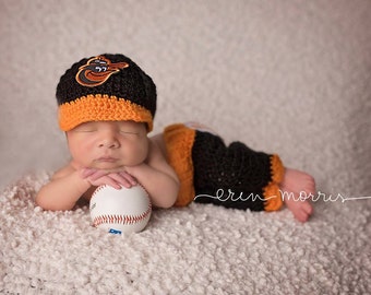 Baby Baseball Team Baltimore Orioles  St. Louis Cardinals,Newborn  crochet Baseball  set  cap and pants set,