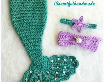 Conjunto de accesorios de fotografía de cola de sirena para niñas recién nacidas, sirenita princesa de Disney, accesorio fotográfico para recién nacidos