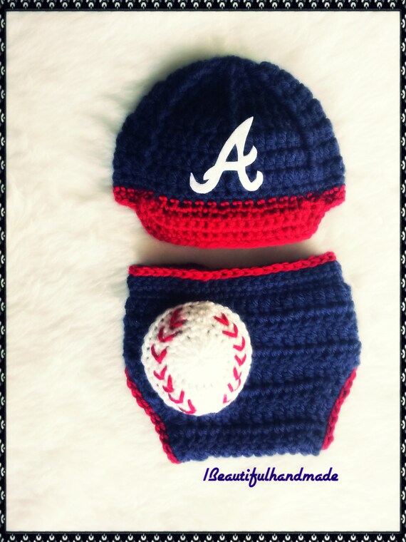 Baby Boy Atlanta Braves Inspired Crocheted Baseball Hat & 