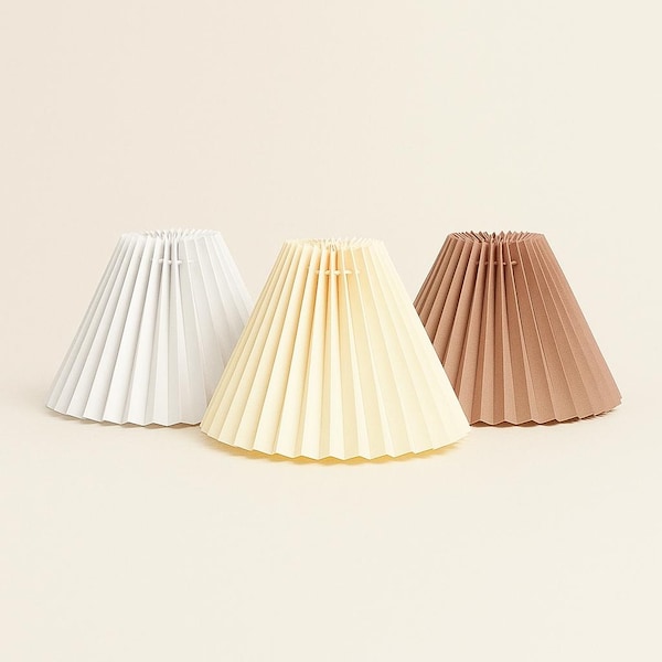 Small Pleated Lampshade – Brown, Light beige, White, set of 2, DIY Assembly