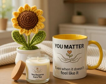 You Matter – Gift Box | Mug, Candle, Crochet Sunflower (Care Package)
