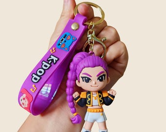 Chaveiro estilo Harajuku de Caçadores de Demônios KPOP, chaveiro fofo de anime para crianças, pingente kawaii para bolsa, presente para fã de K-pop