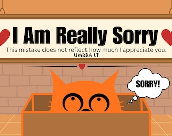 Sorry Card (Digital Download) | Cat Apology Greeting PNG PDF
