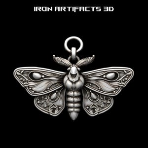 File STL del ciondolo a forma di falena, elegante modello 3D di un ciondolo a forma di insetto per CNC, incisione laser e stampa 3D.