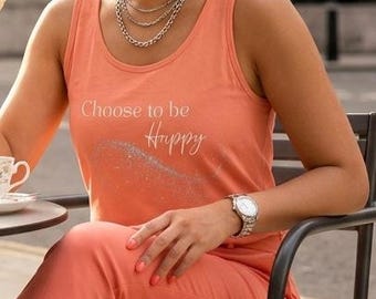 Choose Happy Tank Top,Inspirational Shirt, Motivational Shirt, Happiness Tee, Self Love, Positive T-Shirt
