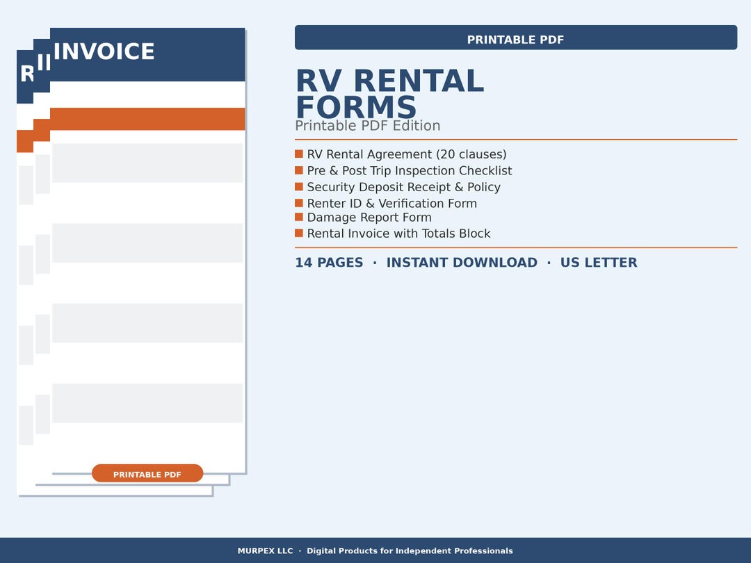 RV Rental Agreement Bundle | Motorhome Camper Forms (PDF Download) - Etsy