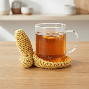 Patrón PDF para posavasos de ganchillo divertidos, tutorial para posavasos de taza con humor, regalo divertido para adultos, estilo amigurumi fácil para principiantes, descarga digital.