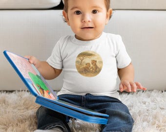 Cheetah Cub Sunset Circle Infant Tee | Safari Nursery Animal Shirt