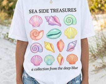 Sea Side Treasures Shirt Seashell Collection Graphic Tee Mermaidcore Aesthetic Pastels Coastal Granddaughter Comfort Colors®
