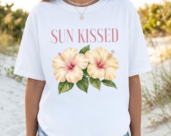 Sun Kissed Hibiscus Shirt Coastal Granddaughter Graphic Tee Vintage Tropical Floral Aesthetic Summer Beach Wear Comfort Colors®
