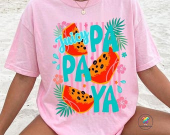 Juicy Papaya Shirt Summer Fruit Tee Dopamine Dressing Aesthetic Beach Tshirt Vibrant Hawaii Vacation Festival Top Trendy Comfort Colors®
