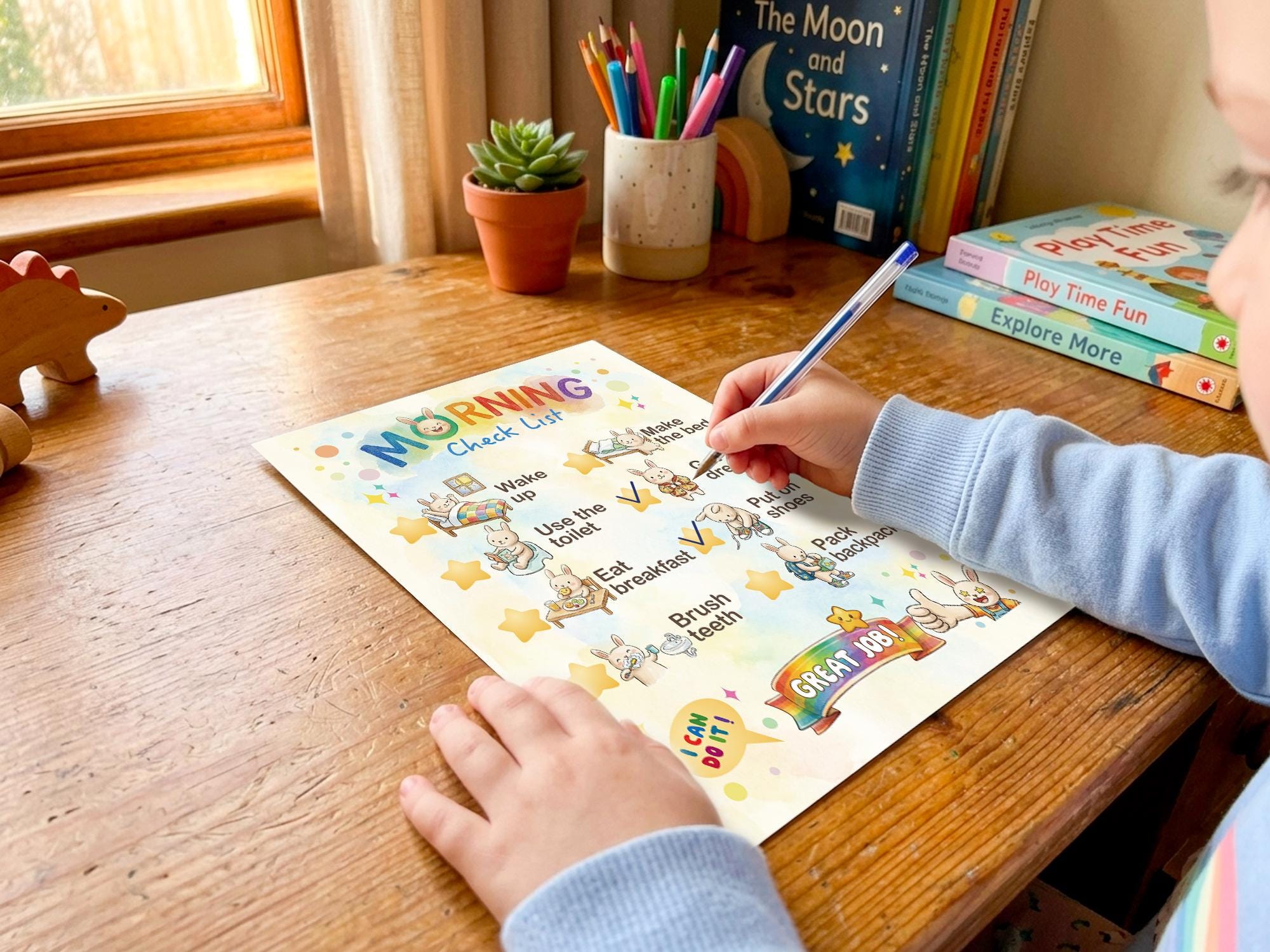 Kids Morning Routine Chart Printable, Visual Schedule for Kids, Before ...
