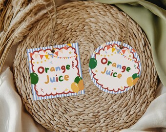 Sjablonen voor dranketiket 1e verjaardag, kleurrijke ballonnen Verjaardagsdecor, klassiek eerste verjaardagsfeest, bewerkbare, afdrukbare Canva-dranketiketten