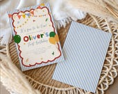 1st Birthday Invitation Template, Colorful Balloons Birthday Invite, Classic First Birthday Party Invitation, Editable Canva Printable