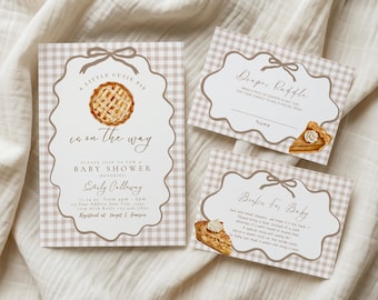 Uitnodiging voor een babyshower met de tekst "Een schatje op komst", herfst babyshower uitnodigingenset, digitale uitnodiging, bewerkbare printbare Canva-uitnodiging