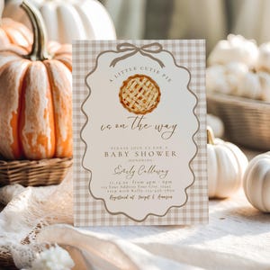 Invitación "Un pequeño tesoro está en camino", conjunto de invitaciones para baby shower de otoño, fiesta de bienvenida para bebé de otoño, invitación digital, imprimible editable en Canva