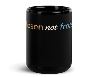 Schwarze glänzende Kaffeetasse | Glaubens basiertes Design | Minimalistischer Stil | Geschenk für Sie