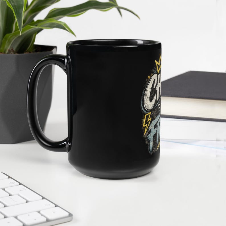 Black Glossy Mug Gift for Her | Faith based Chosen not Frozen