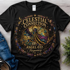 Softstyle Retro Tee | Goldenes himmlisches Engel Design | Geschenk für Sie | Engel Zahl 037