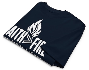 Youth Faith Over Fire Unisex ekologisk oversized t-shirt med hög halsringning