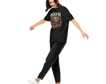Death Defeated Shirt | Romans 6:9 Christian Streetwear Tee  | Vintage Metalcore Christian Tee | Oversized Grunge Apparel