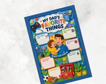 All About Dad Worksheet | My Favorite Things Printable | Father's Day Activity Sheet | Instant Download