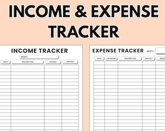 Income & Expense Tracker Printable | Monthly Budget Planner | Small Business Bookkeeping Template | PDF