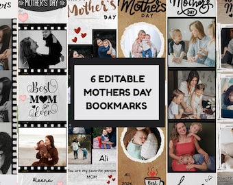Mothers Day Gift Editable Mom Photo Bookmark Canva Template