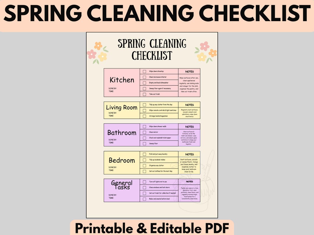 Spring Cleaning Checklist Printable, Deep Clean Planner, Home Reset ...