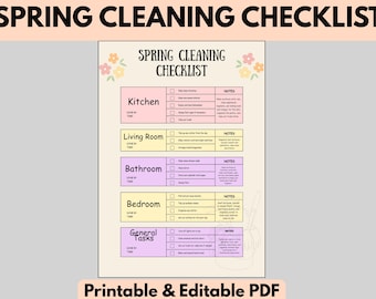 Spring Cleaning Checklist Printable, Deep Clean Planner, Home Reset Schedule PDF